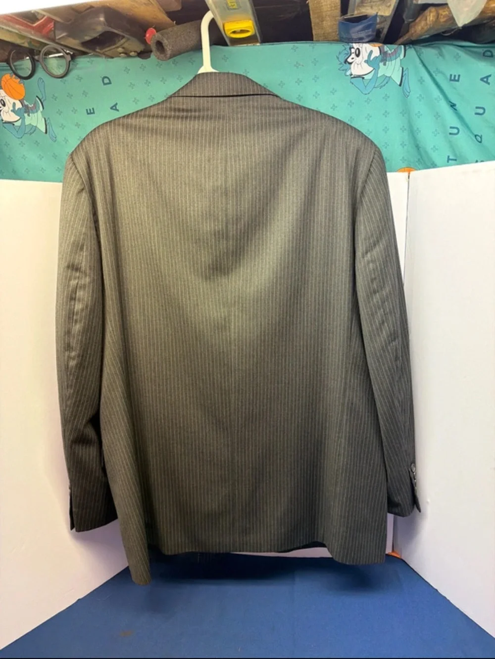 Luca Rossi Suit Jacket Men's Size 42R, 3 Button Black Pinstripe